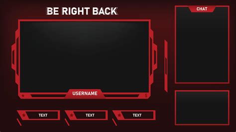 Stream Overlay Be Right Back Screen Red And Black Theme Vector