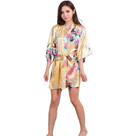 buy new yellow silk kimono robe bathrobe women satin robe silk robes for women