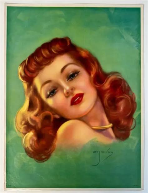 Dreaming Vintage 1930s Billy Devorss Pin Up Portrait Sultry Red Lipped