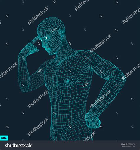 Man Thinker Pose 3d Model Man Stock Vector Royalty Free 639636766