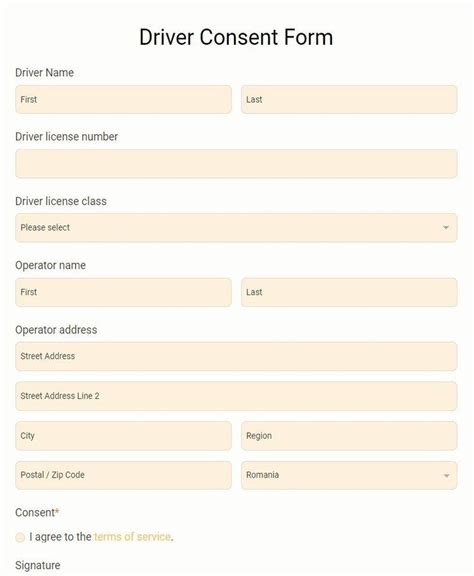 Free Driver Consent Form Template 123formbuilder