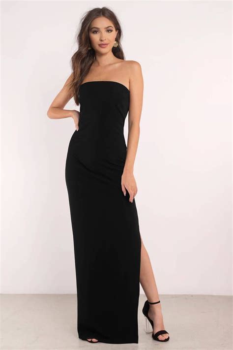 Josephine Strapless Maxi Dress In Black Black Strapless Maxi Dress Black Strapless Gown Long