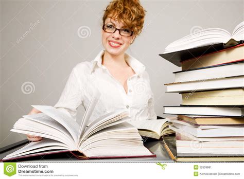 Young Lady Reading Book Stock Image Image Of Desk Elegant 12509981