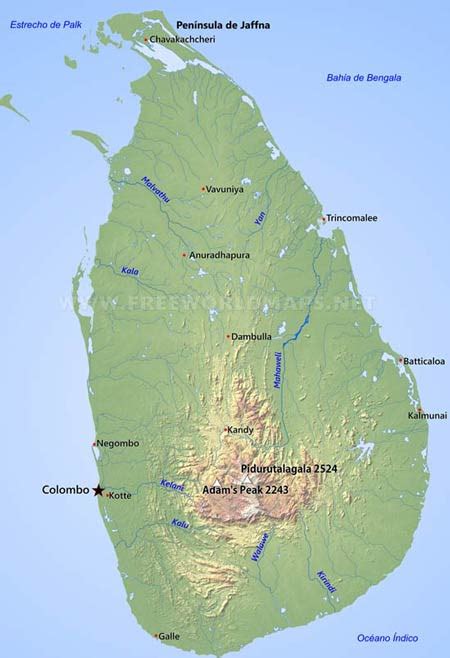 Mapa De Sri Lanka Geografía De Sri Lanka