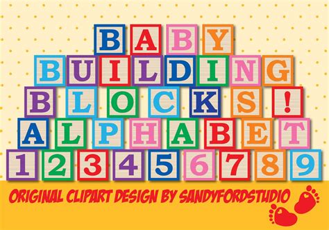 Baby Blocks Alphabet Full Alphabet And Numbers In 7 Colors Etsy
