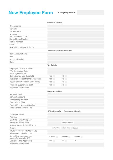 Free Printable New Employee Forms Printable Forms Free Online