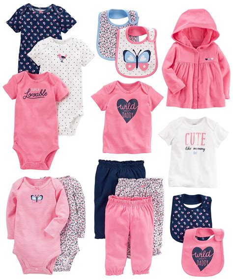 Carters Baby Girls 15piece Basic Essentials Set Floral 3 Months