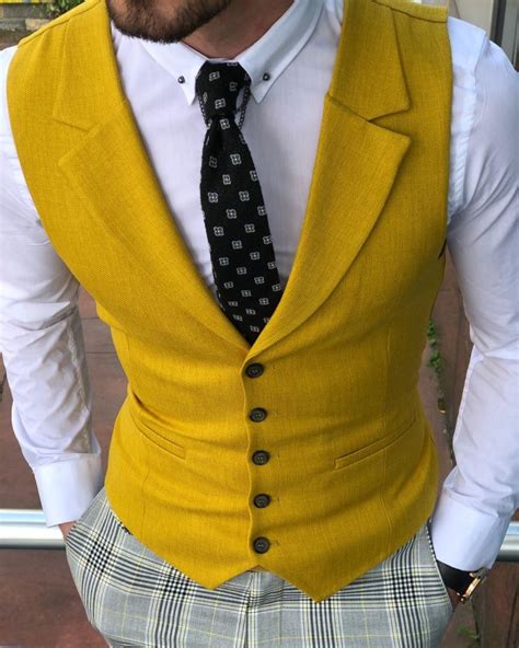 buy yellow slim fit vest by with in 2020 designer suits for men best suits for