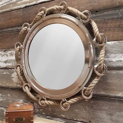 23 Inch Porthole Mirror With Rope - Brassbell.com
