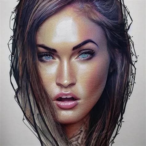 Realistic Tattoo Sketch Of Megan Fox Face Photoshop Stable Diffusion