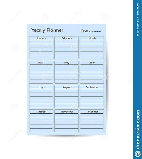 Yearly Planner Template Minimalist Planners Business Organizer Page