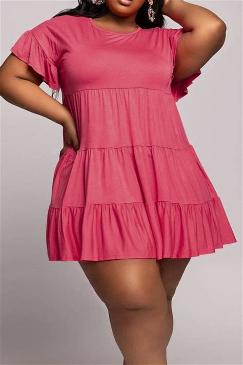 Wholesale Plus Size Summer Solid Color Short Sleeve Casual Oversized