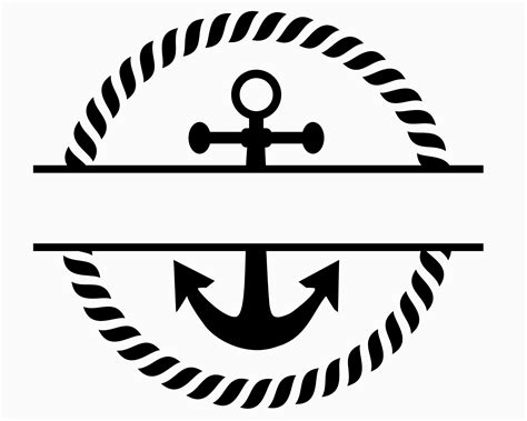 Monogram Anchor Svg Split Anchor Rope Svg Split Anchor Name Frame Svg