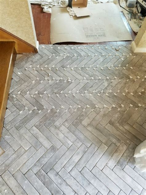 Entry Progress Herringbone Brick Tile Floors — House For Six