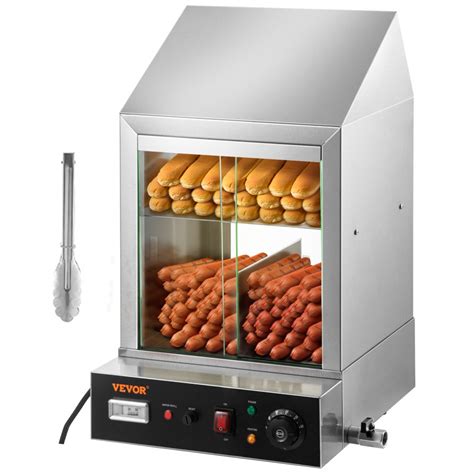 Vevor 1200w Commercial Hot Dog Steamer 2 Tier Electric Bun Warmer W