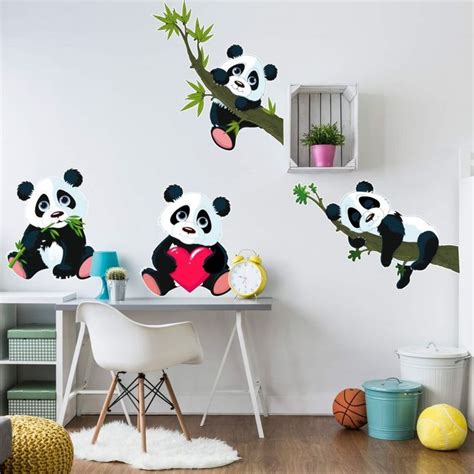 Sticker Mural XXL - Petits Pandas | wall-art.fr | Kids wall decals ...