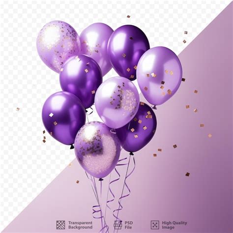 Premium Psd Purple Balloons With Gold Glitter And Gold Glitter On A