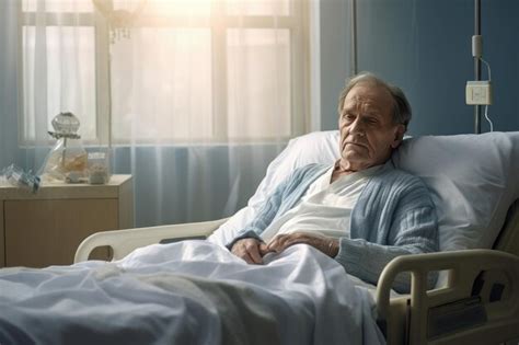 Premium Ai Image Elderly Patient Sleeping On Bed In Hospital Ward Man