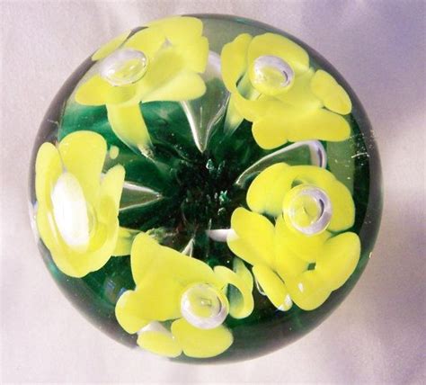 Joe St Clair Handblown Art Glass Paperweight With Yellow Etsy Art Glass Paperweight Glass