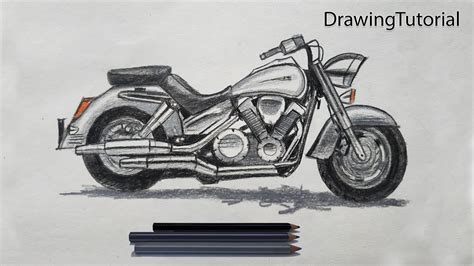 How To Draw Harley Davidson Motorcycle Step By Step Very Easy Youtube