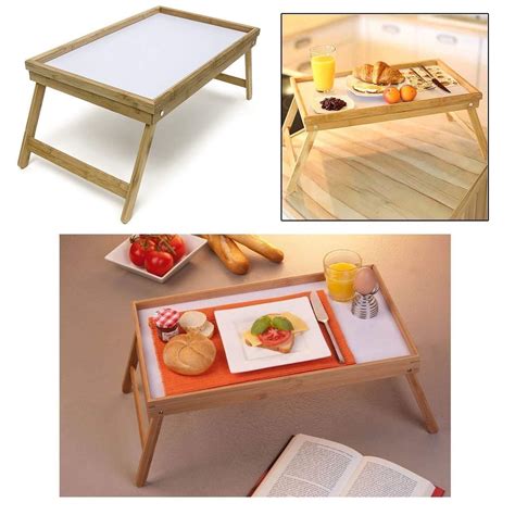 These wooden folding tables are robust and hardwearing and can be left outside all year round in all weather whilst. New Bamboo Folding Bed Tray Table with Foldable Legs And ...