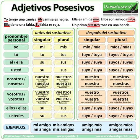 Los Adjetivos Posesivos Possessive Adjectives Spanish Adjectives Hot Sex Picture