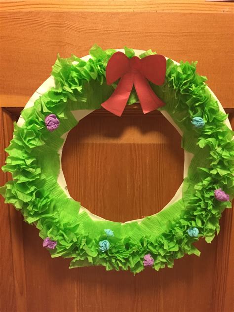 Christmas Wreath Made From Paper Plate And Tissue Paper Christmas