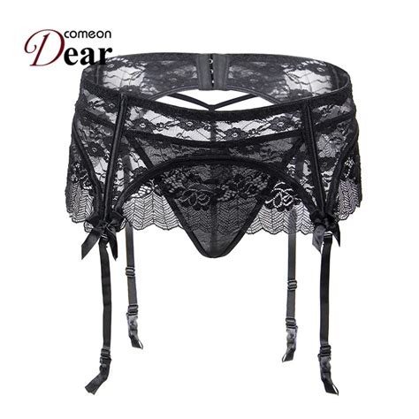 Comeondear High Waist Garter Belt Lace Floral Sexy Gartere Lingerie