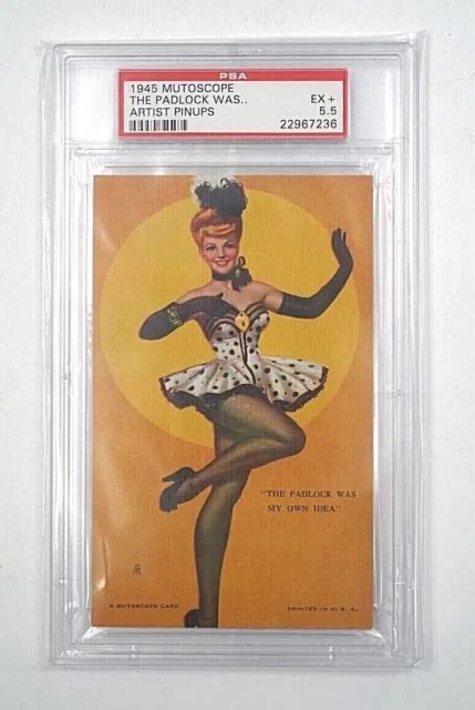 vintage 1940 s mutoscope artist pin up the padlock was card psa 62
