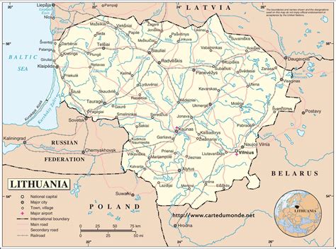 Lituânia Mapa Do País Mapa Da Lituânia O País Norte Da Europa Europa
