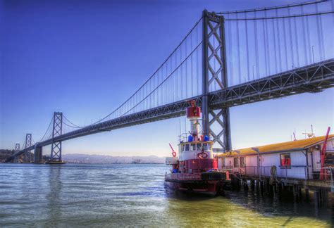 F 9.0, iso / flash: Fire boat and Bay Bridge, San Francisco | Fire Boat, San ...