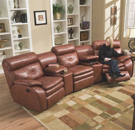Leather Recliner Sofa With Cup Holders