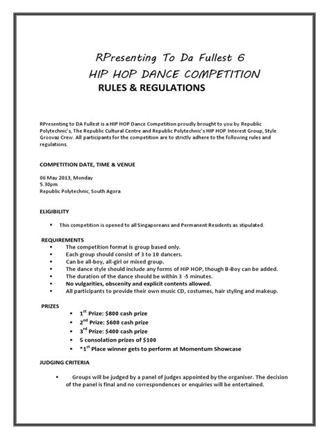 dance criteria judging contest