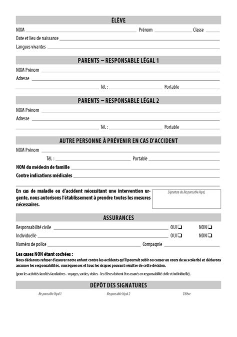 Carnet de liaison standard