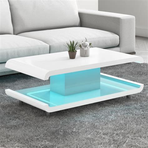 White Coffee Table With Led Lights High Gloss White Coffee Table With
