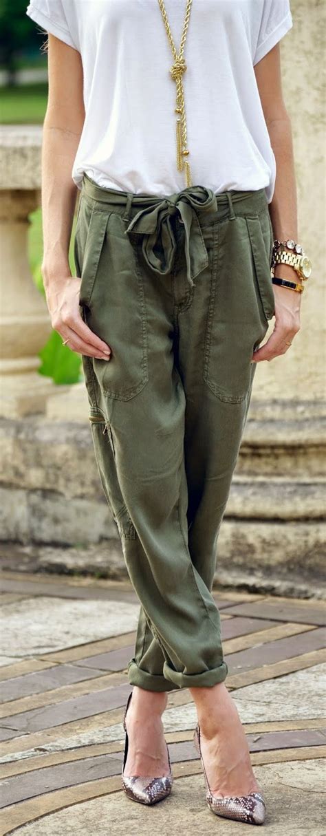 army green cargo chic fashion fashion pants casual fashion