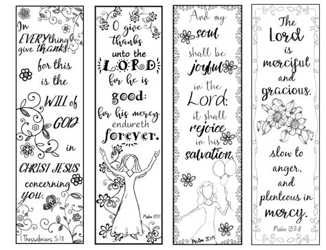 Bible Verse Bookmarks On Thankfulness Bw Color Your Own Print And Cut