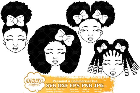 Black Girl Svg Bundle 2 Afro Girl With Bow Svg File Didiko Designs