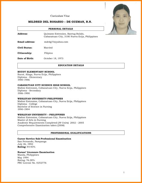 Sample Resume Tagalog Free Samples Examples And Format Resume