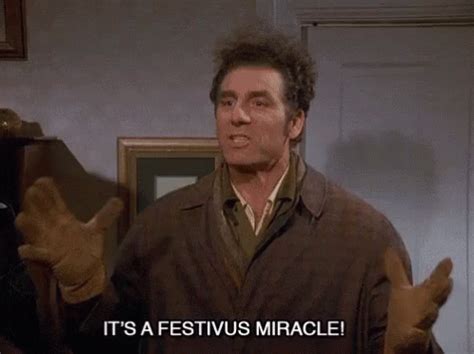 Festivus Festivus Miracle GIF Seinfeld Kramer Michael Richards