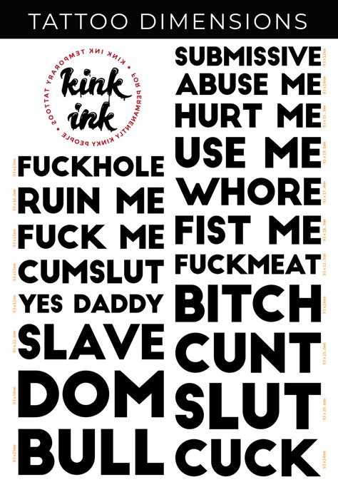 19 Kinky Temporary Tattoo A4 Sheet For Sexy Naughty Adult Bdsm Cuckold Sticker Ebay