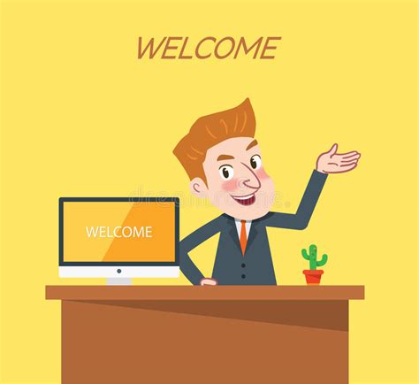 Drawing Flat Character Design Welcome Concept Stock Illustration