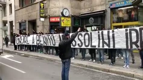 Lazio Fans Hang Pro Mussolini Banner Make Fascist Salutes Ahead Of