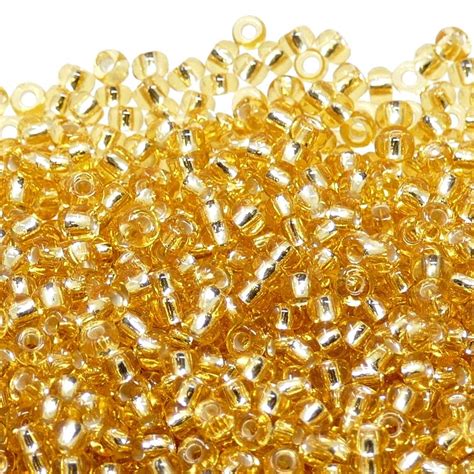 Preciosa Seed Beads 80 Silver Lined Gold 20g Beads And Beading
