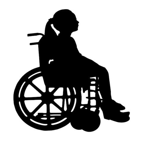 Premium Vector Silhouette Of A Happy Disabled Child Girl Sitting In A