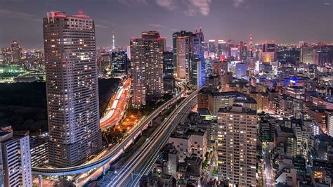 Tokyo Cityscape Japan Asia Metropolis Skyscrapers Skyline Night