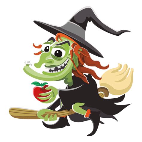 Witch Cartoon On Broom Transparent Png And Svg Vector File