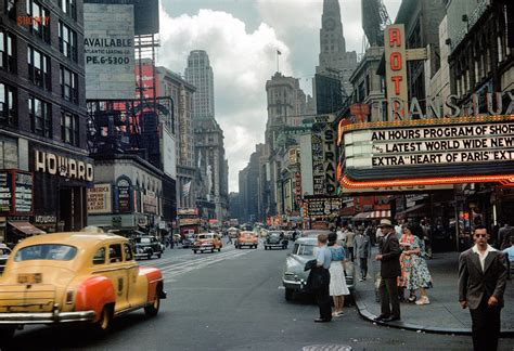 New York 1949 Kodachrome Slide Of Times Square Shorpy Historic