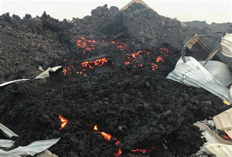 Smouldering Lava Deposited By The Eruption Of Mount Nyiragongo Volcano