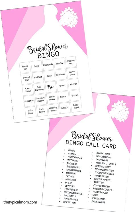 Free Printable Bridal Shower Bingo · The Typical Mom